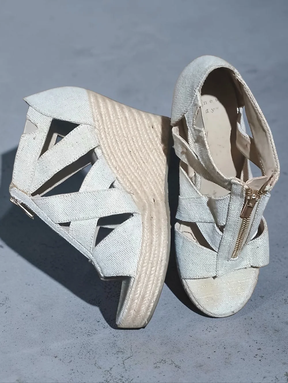 Women's A New Day Natural Zip Espadrille Wedge Summer Sandals